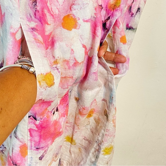 Pure Jill Water Color Floral Sleeveless Linen Midi Dress size Small - Picture 3 of 12